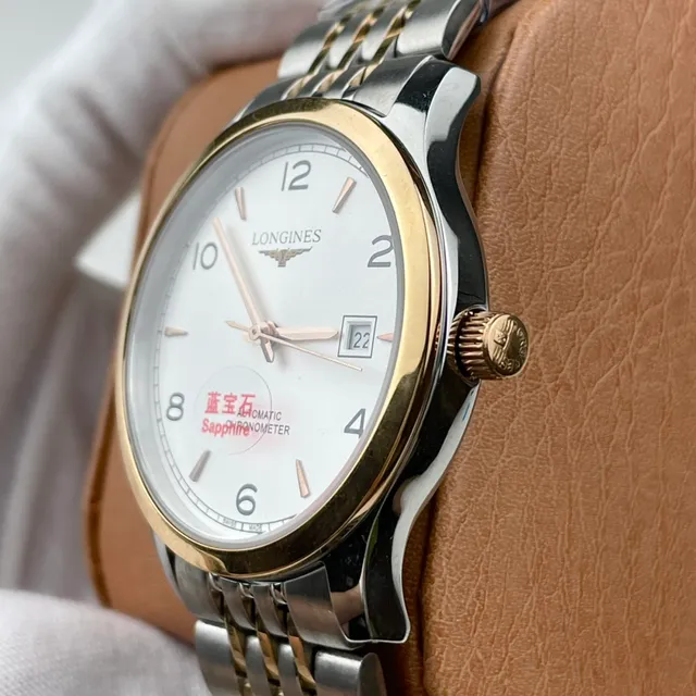 Longines 银金双色不锈钢白色表盘机械腕表 7