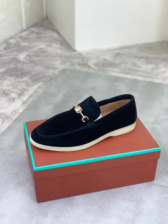 Loro Piana 马衔扣乐福鞋 黑色麂皮 奶油色鞋底 3