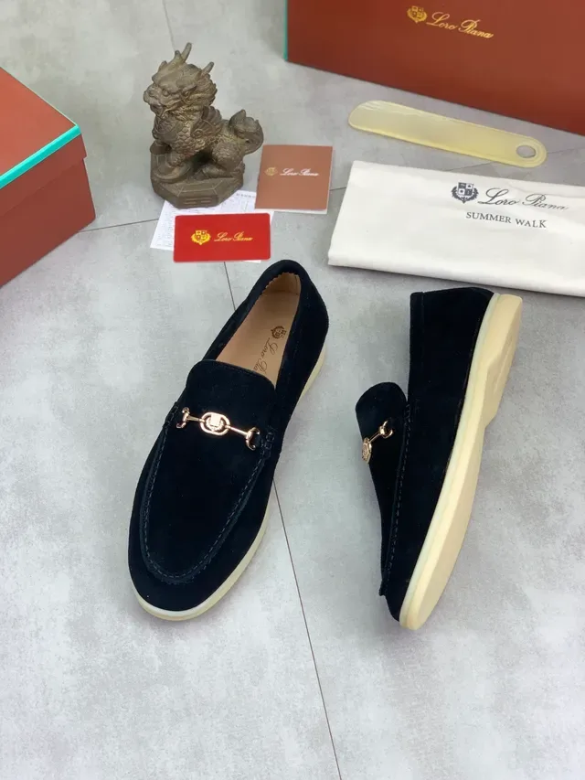 Loro Piana 马衔扣乐福鞋 黑色麂皮 奶油色鞋底 4