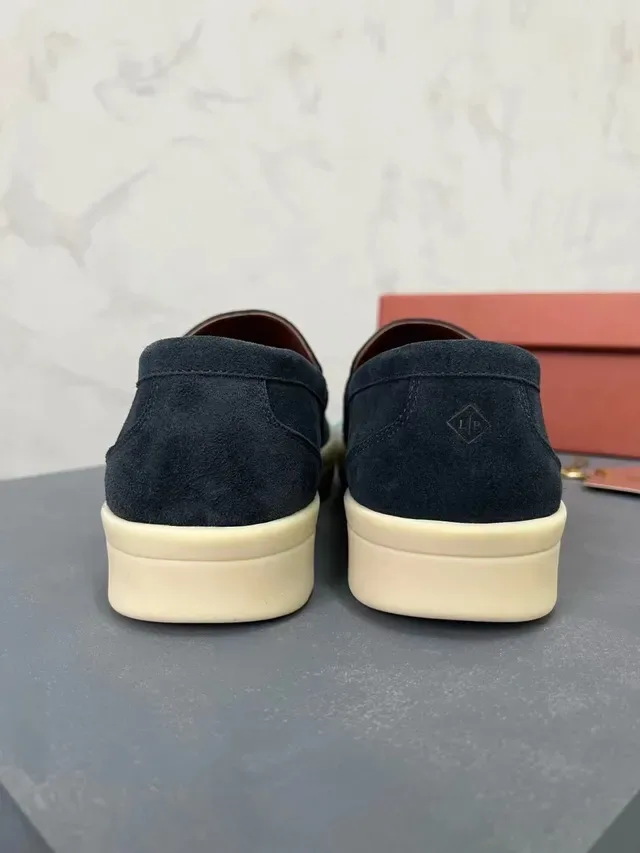 Loro Piana নেভি বেইজ সুয়েড পেনি স্ট্র্যাপ লোফার 2