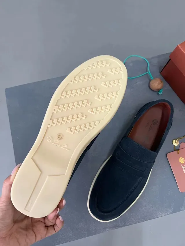 Loro Piana নেভি বেইজ সুয়েড পেনি স্ট্র্যাপ লোফার 3