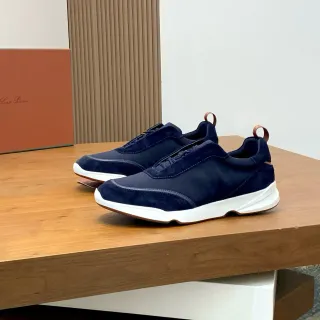Loro Piana 海军麂皮面料一脚蹬生活方式运动鞋