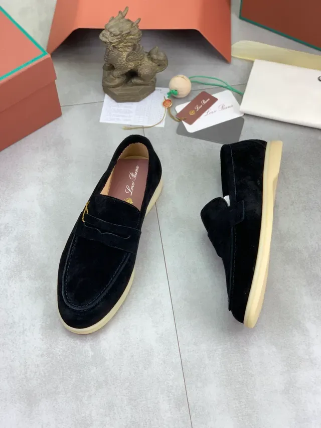 Loro Piana Penny Loafer Negro Beige Ante Correa 5