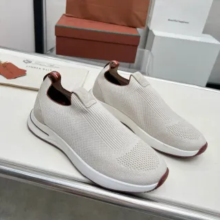 Loro Piana Summer Walk 米白色 针织 踩脚 生活方式运动鞋