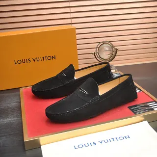 Louis Vuitton কালো বেজ সুয়েড উপর পেনি সিলুয়েট লোফার