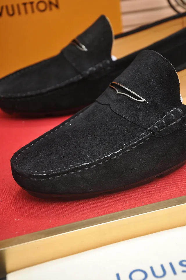 Louis Vuitton Camurça Preto Bege Superior Penny Silhueta Mocassim 2