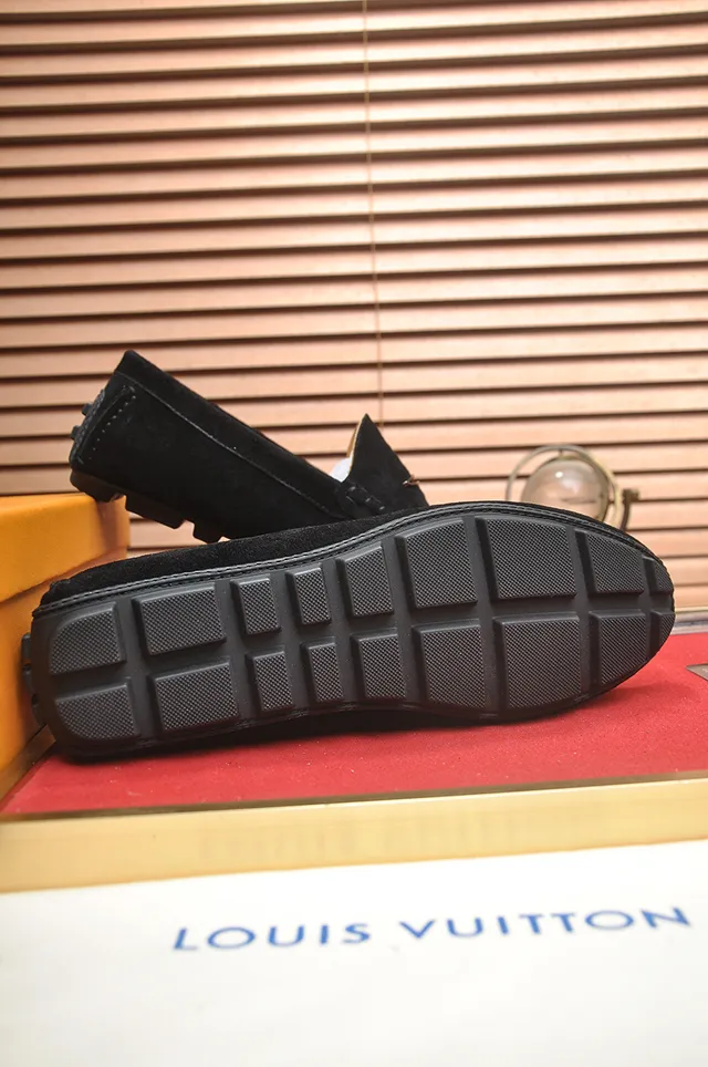 Louis Vuitton Camurça Preto Bege Superior Penny Silhueta Mocassim 3