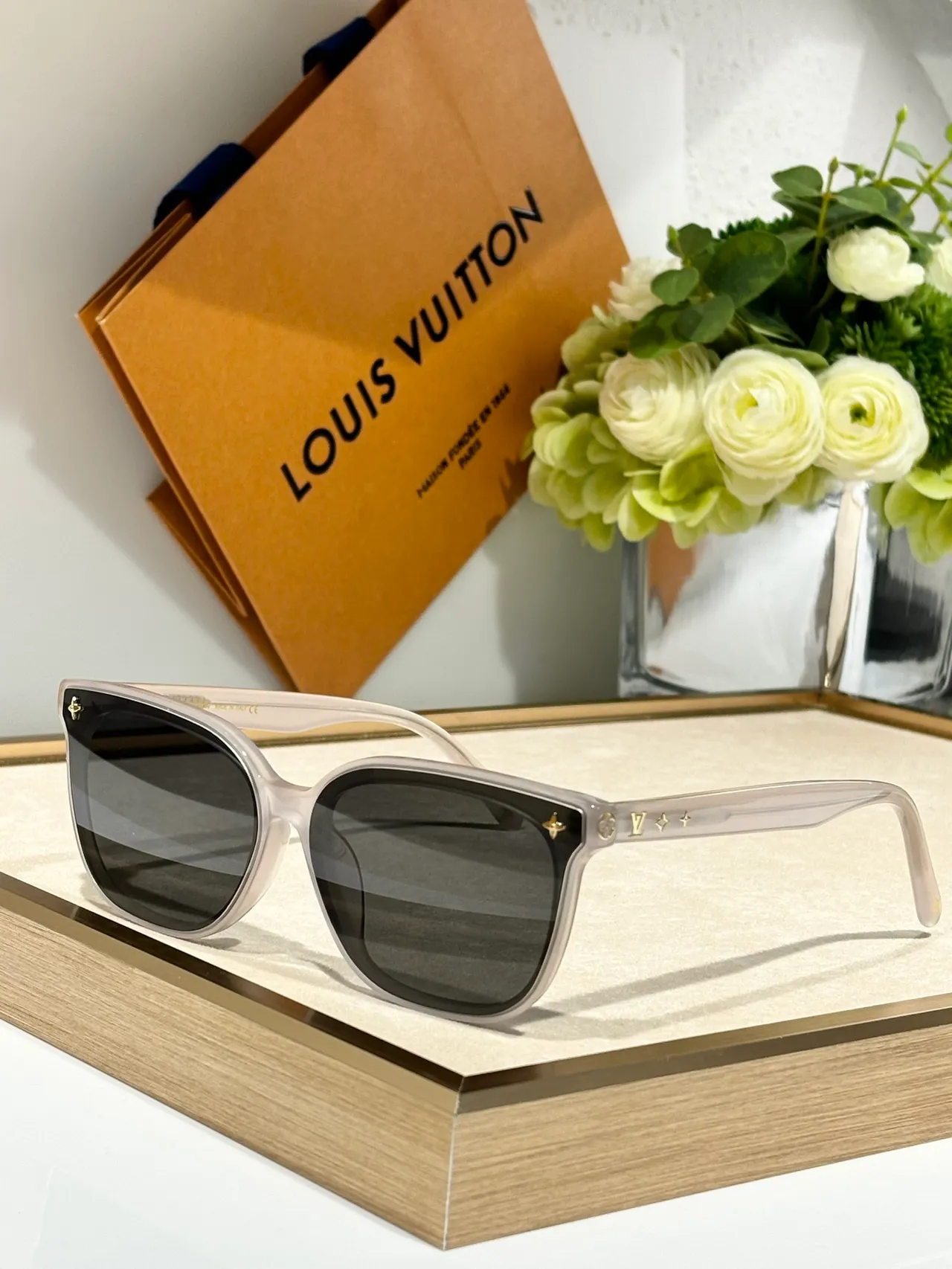 Louis Vuitton Black Blue Rectangular Acetate Frame Gradient Lenses Sunglasses 6