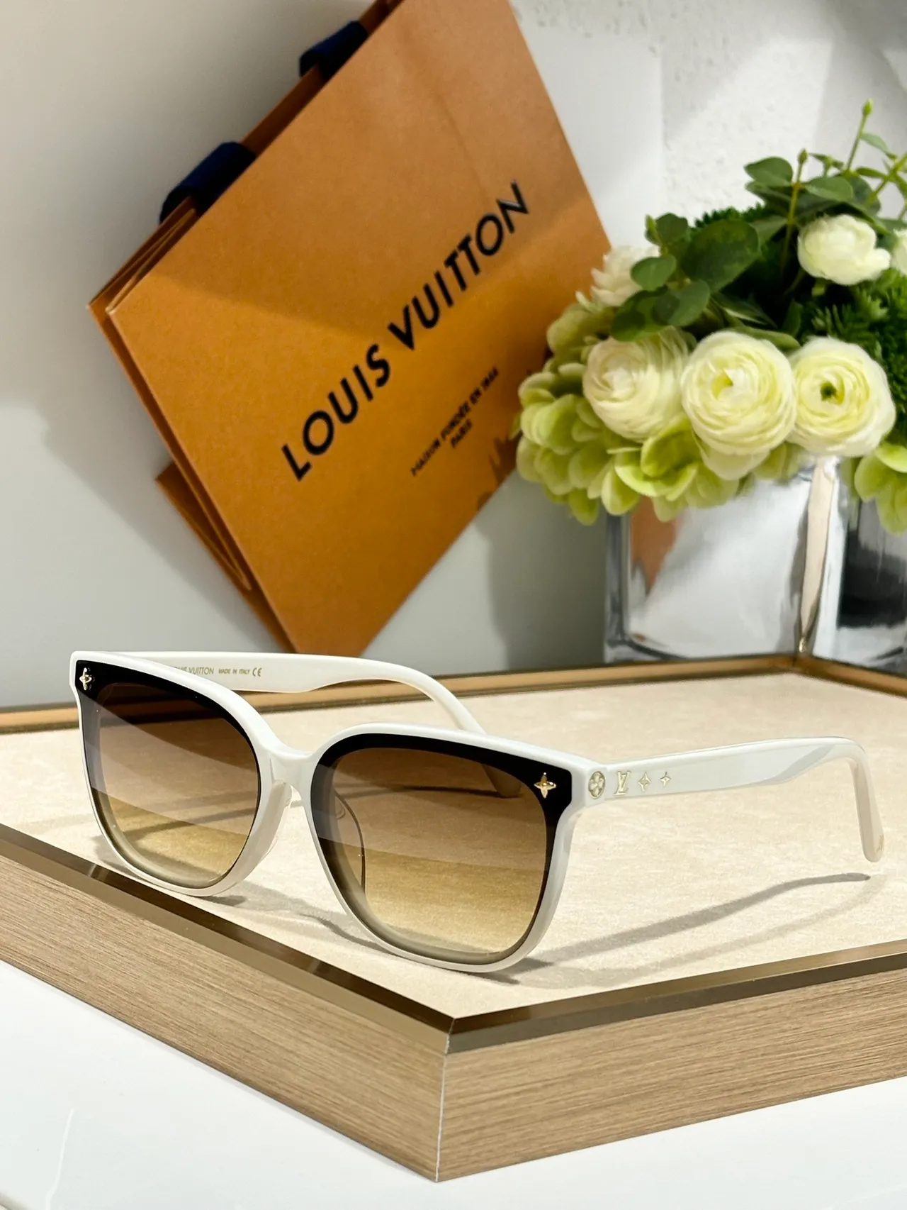 Louis Vuitton Black Blue Rectangular Acetate Frame Gradient Lenses Sunglasses 7