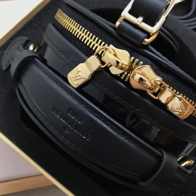Louis Vuitton काला सोना गोलाकार उभरा हुआ मोनोग्राम सैडल बैग 9