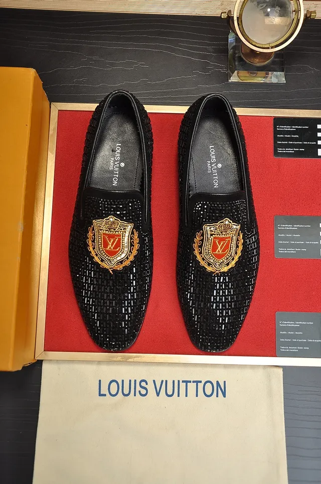 Louis Vuitton Black Gold Woven Upper Embroidered Shield Emblem Loafer 5