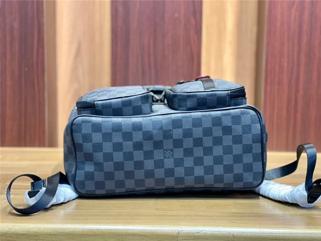 Louis Vuitton Preto Cinza Damier Graphite Lona Solapa de Couro Mochila Casual 5