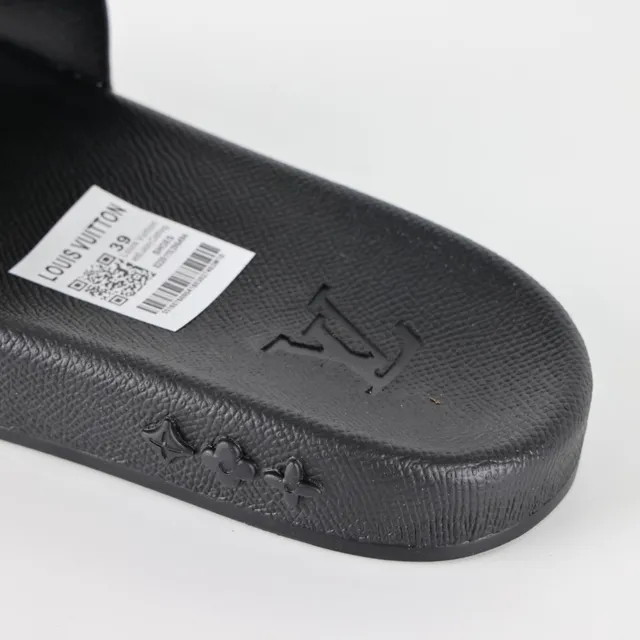 Louis Vuitton 黑色灰色 达米埃 石墨 格子带 模制橡胶 鞋底 拖鞋 4