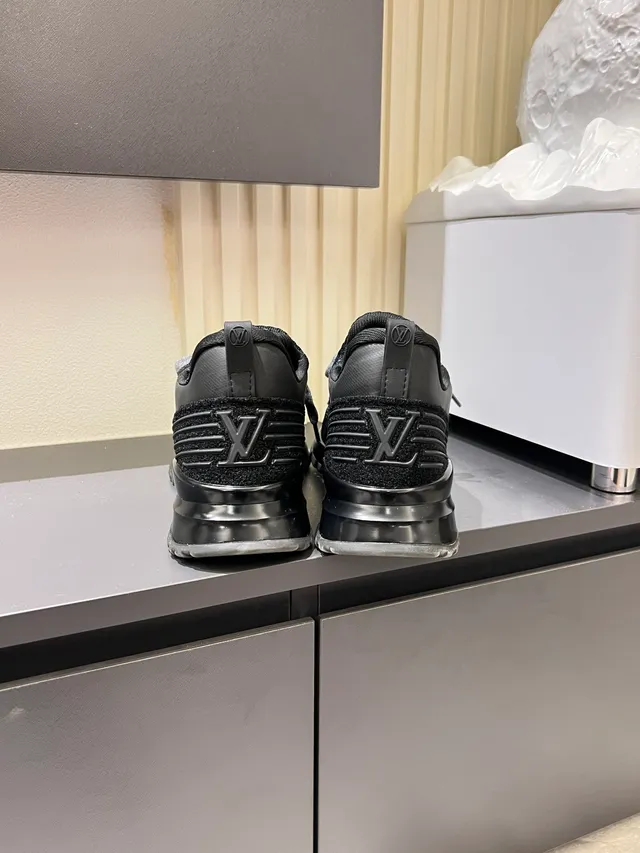 Louis Vuitton Black Gray Knit Upper Sculpted Midsole Lifestyle Sneakers 2