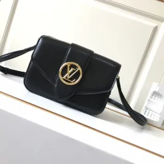 Bolsa crossbody de couro preto com aba Louis Vuitton
