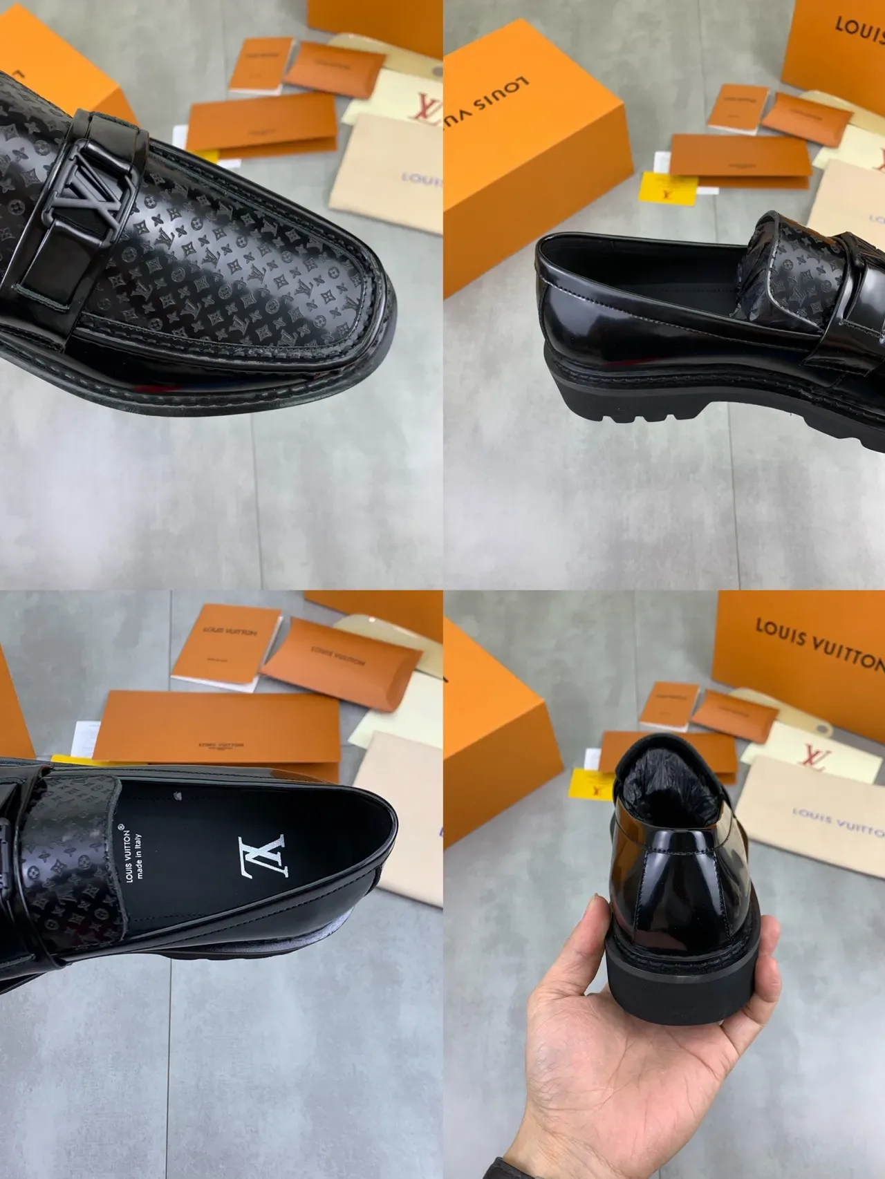 Louis Vuitton Black Patent Leather Monogrammed Vamp Loafer 2