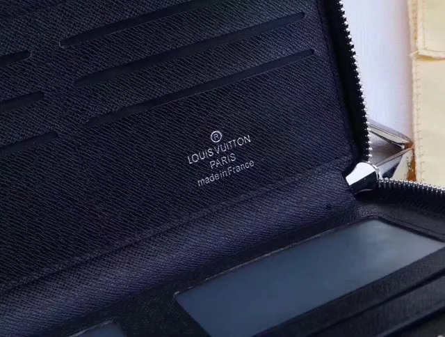 Louis Vuitton কালো টেক্সচার্ড লেদার জিপ-আরাউন্ড লং ওয়ালেট 6