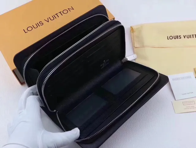Louis Vuitton কালো টেক্সচার্ড লেদার জিপ-আরাউন্ড লং ওয়ালেট 7