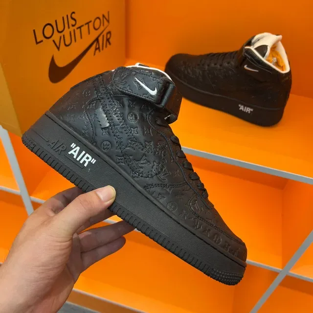 Louis Vuitton Black White High-Top Monogram-Embossed Leather Lifestyle Sneakers 5