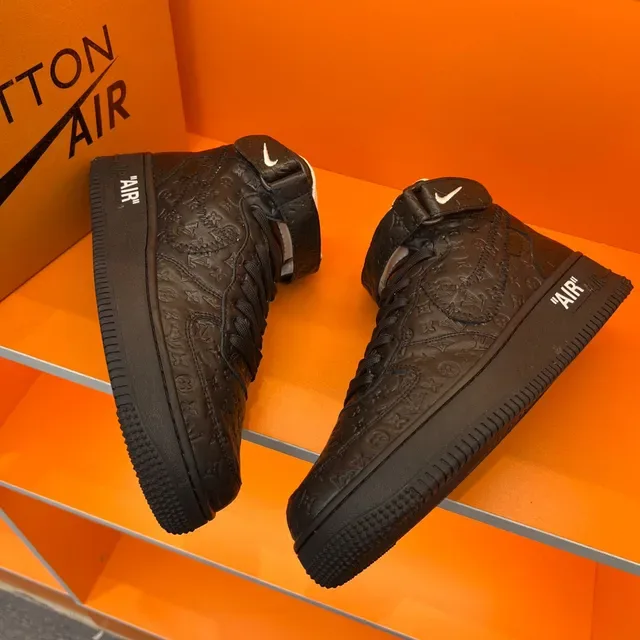 Louis Vuitton Black White High-Top Monogram-Embossed Leather Lifestyle Sneakers 6