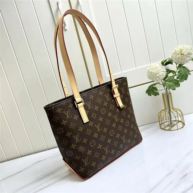 Louis Vuitton भूरा बेज मोनोग्राम कैनवास रोल्ड लेदर हैंडल्स टोट बैग 6