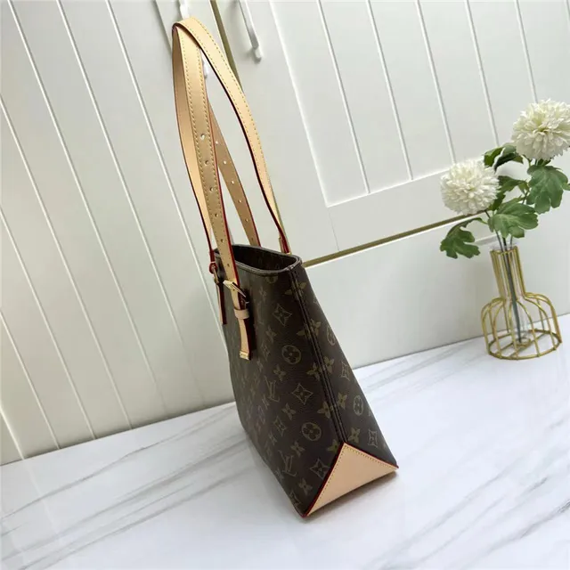 Louis Vuitton भूरा बेज मोनोग्राम कैनवास रोल्ड लेदर हैंडल्स टोट बैग 7