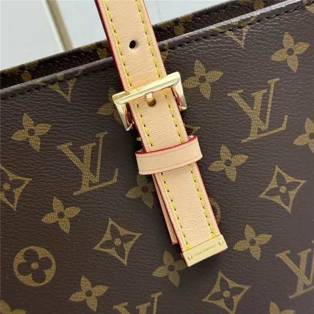 Louis Vuitton भूरा बेज मोनोग्राम कैनवास रोल्ड लेदर हैंडल्स टोट बैग 8