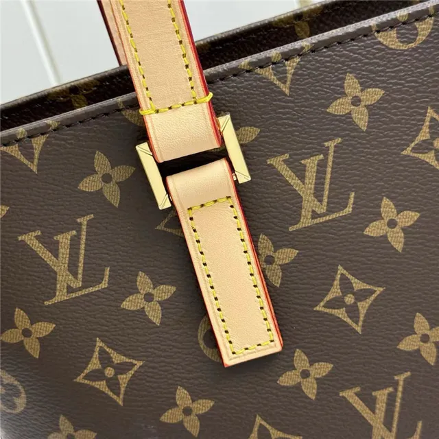 Louis Vuitton भूरा बेज मोनोग्राम कैनवास रोल्ड लेदर हैंडल्स टोट बैग 9