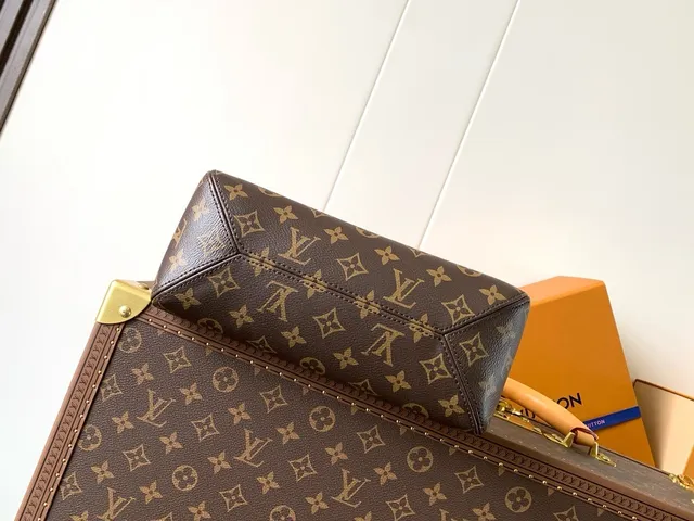 Louis Vuitton حقيبة تحت الإبط من القماش المونوغرام بني وأسود مع إطار جلدي 5