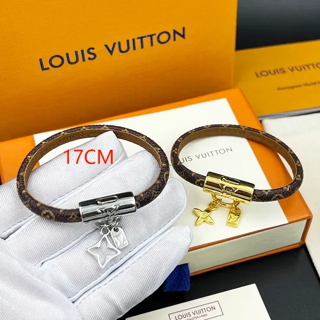 Louis Vuitton Brown Gold Braided Monogram Leather Cylindrical Clasp Bracelet 5
