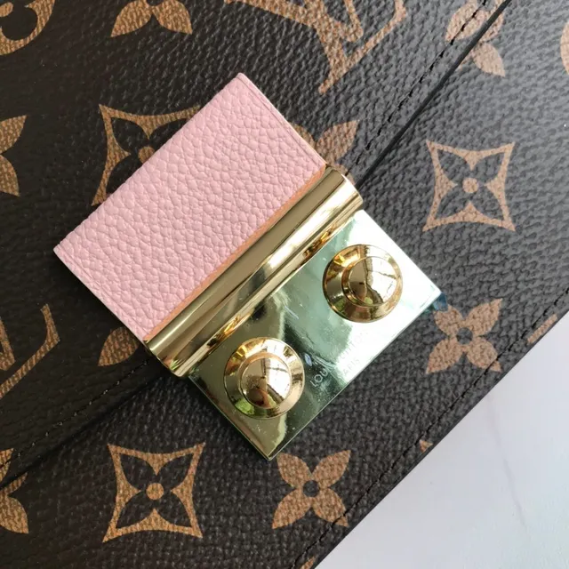 Louis Vuitton Brown Pink Monogram Canvas Leather Flap Chain Bag 7