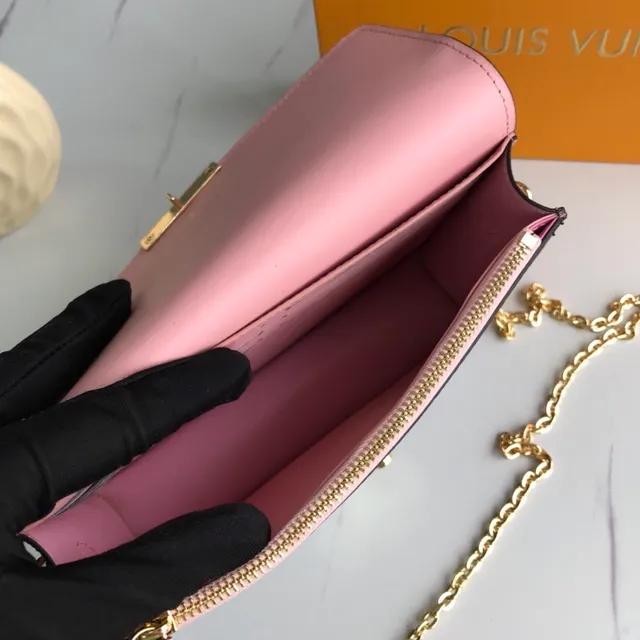 Louis Vuitton Brown Pink Monogram Canvas Leather Flap Chain Bag 9