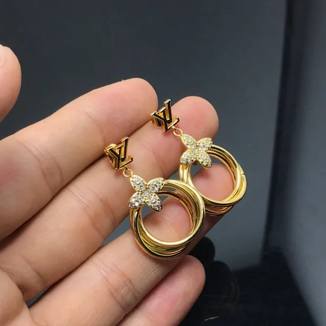 Louis Vuitton Mariposa Cristal Pavé Oro tono Triple Aro 2