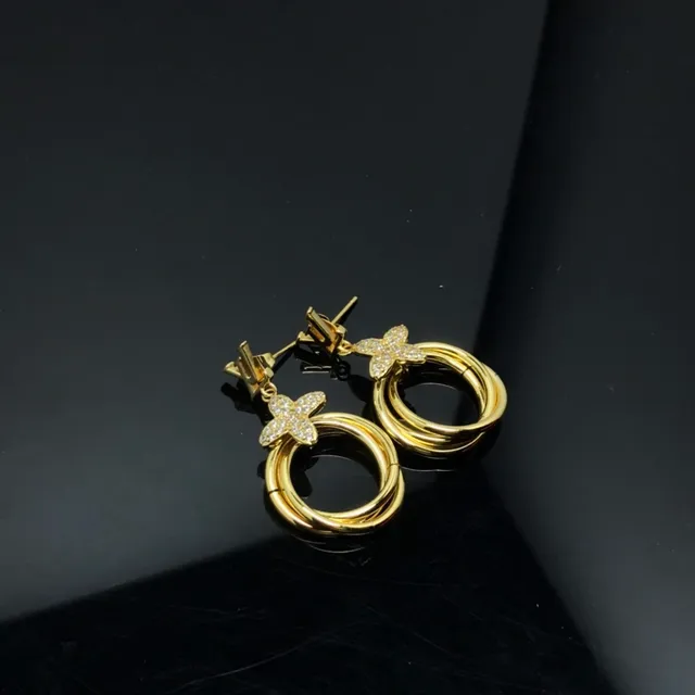 Louis Vuitton Mariposa Cristal Pavé Oro tono Triple Aro 3