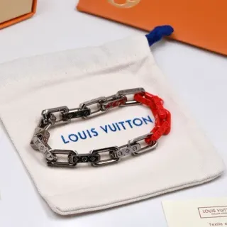 Louis Vuitton سوار سلسلة فضي وأحمر ريزين سوار