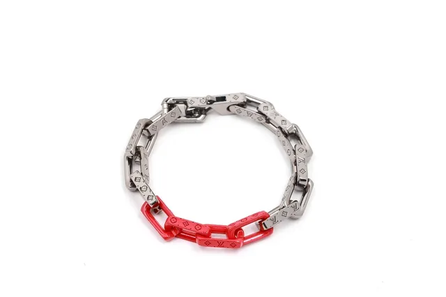 Louis Vuitton Pulseira Corrente Prateado e Vermelho Resina Pulseira 4
