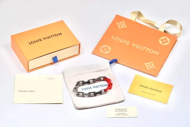Louis Vuitton Pulseira Corrente Prateado e Vermelho Resina Pulseira 7
