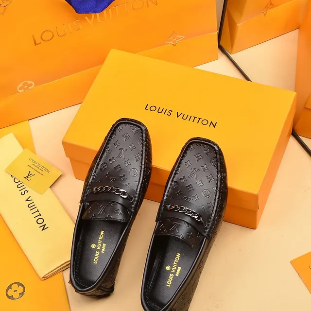 Louis Vuitton Chain Loafer Black Monogram Embossed Leather Loafers 3