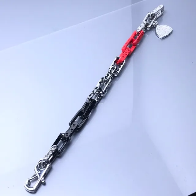 Louis Vuitton Chain Reaction Red and Silver Monogram Bracelet 4