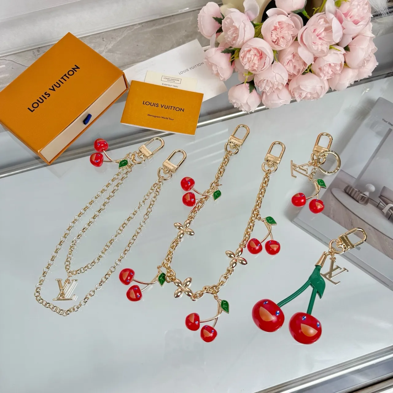 Louis Vuitton Cherry Charm Gold-Tone Chain Bracelet 2
