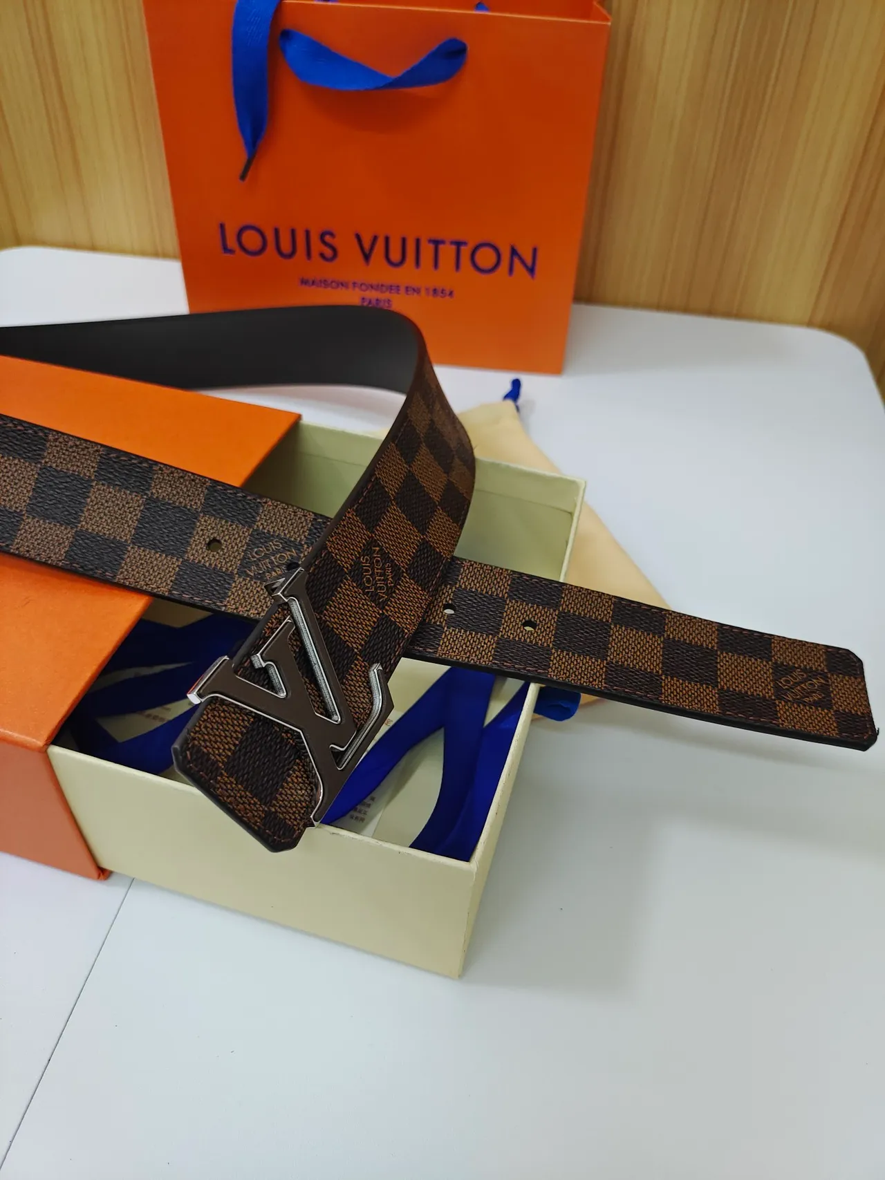 Louis Vuitton Damier Ebène Check Leather Belt 2