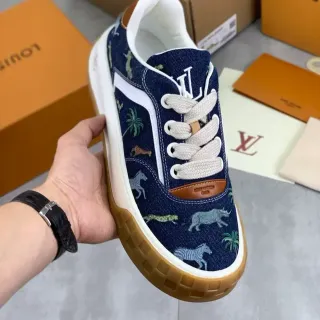 Louis Vuitton Denim Impresión Animal Suela de Goma Lifestyle Sneaker