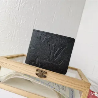 Louis Vuitton Embossed Monogram Grained Leather Black Short Wallet