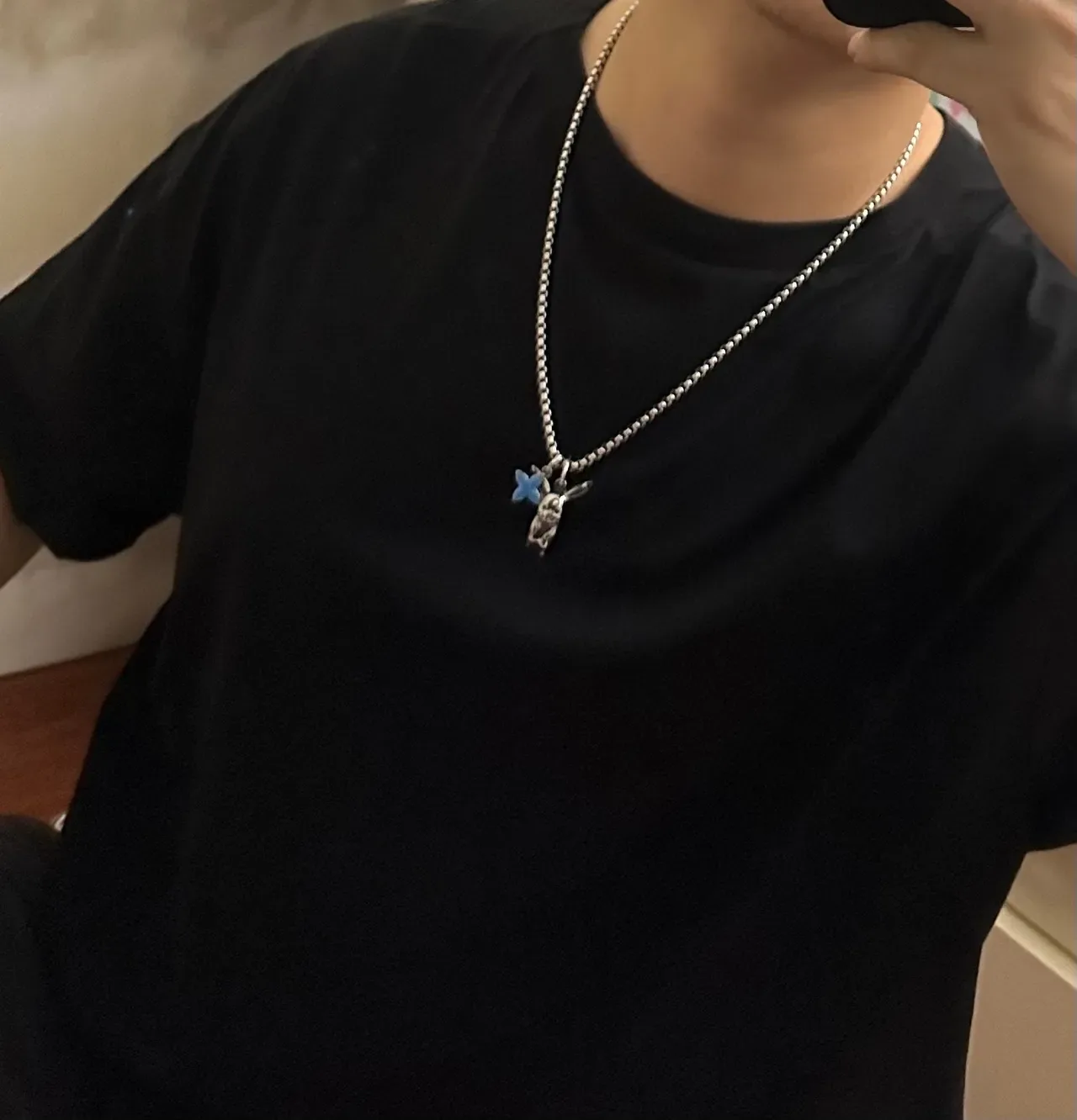 Louis Vuitton Enamel Pikachu and Flower Charm Silver Chain Necklace 7