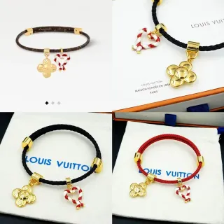 Louis Vuitton Pulsera de Cordón Trenzado con Encantos Florales y de Corazón