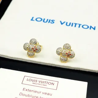 Louis Vuitton أقراط زهر ذهب أحمر Pavé-Set