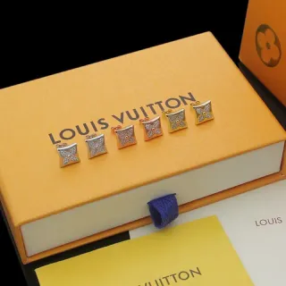 Louis Vuitton نقش زهري مربع بافيه أقراط