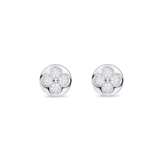 Louis Vuitton Brincos Motivo de Flor Quadrado Pavé 3