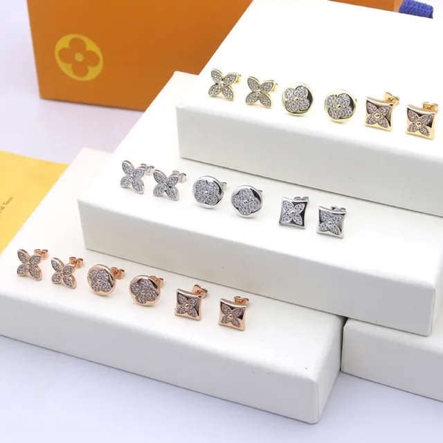 Louis Vuitton Brincos Motivo de Flor Quadrado Pavé 6