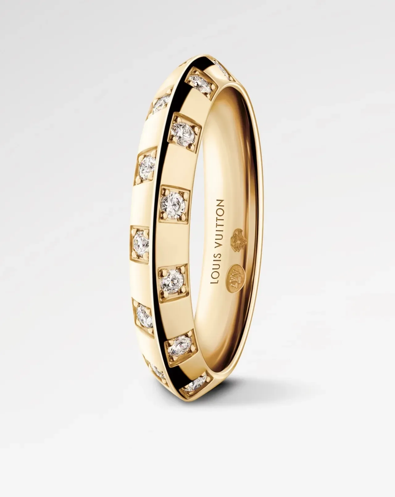 Louis Vuitton Gold Channel-Set Diamond Ring 8